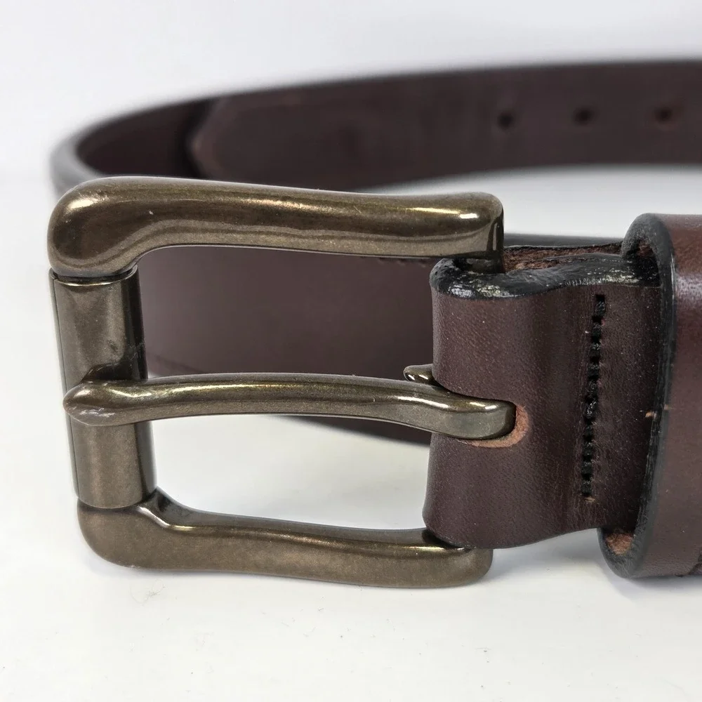 Duluth Trading Co Belt Mens 46 Brown Full Grain Leather Work Buckle Made In USA